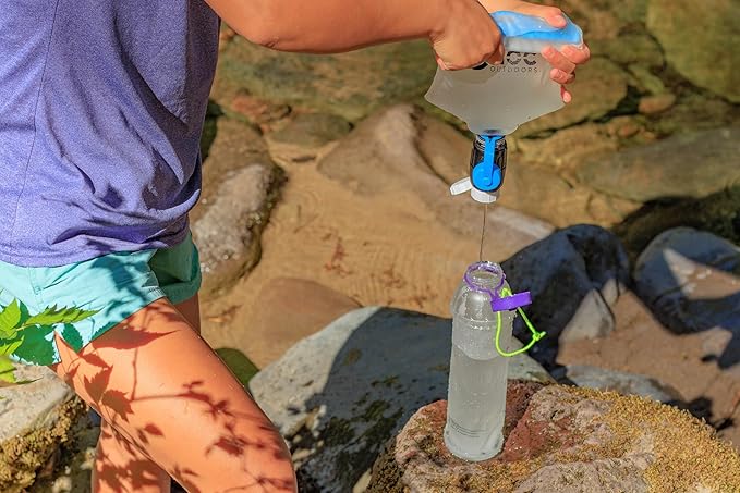 Cnoc Outdoors Vesica Collapsible Water Bottle 1 Liter Green, 42mm wide Mouth Thread, Packs Down Small when Empty, Perfect for Travel and Hiking