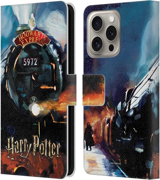 Head Case Designs Officially Licensed Harry Potter Hogwarts Express Prisoner of Azkaban II Leather Wallet Case Compatible with Apple iPhone 16 Pro