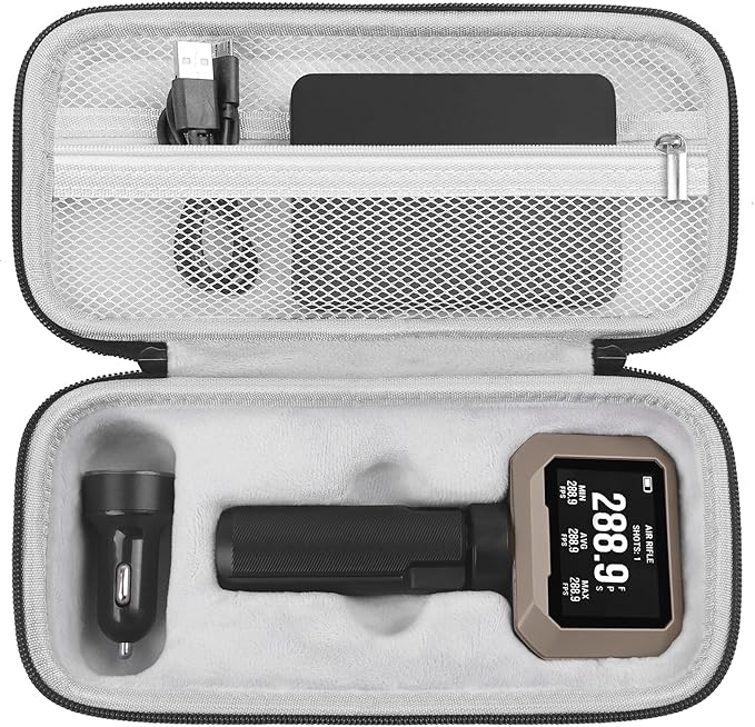 Carrying Case for Garmin Xero C1 Pro Chronograph, Inlaid Organizer with Mesh Pocket for USB Cable, Cleaning Cloth, USB Charging Adapter (Gray, Carrying Case Only)