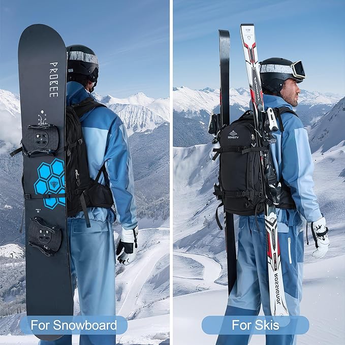 Ski and Snowboard Hydration Backpack, with 2L Water Reservoir and Insulated Harness, 30L Hydration Pack for Skiing, Hiking