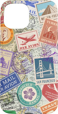 World Map Travel Passport Stamps Postage Stamp Case for iPhone 15