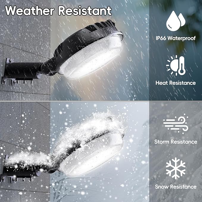 150W 4 Pack 20000LM Dusk to Dawn Outdoor Lighting, LED Barn Lights Outdoor with 150° Adjustable Photocell Pole Light 6500K Flood Light, IP66 Waterproof Area Street Light for Garage Yard