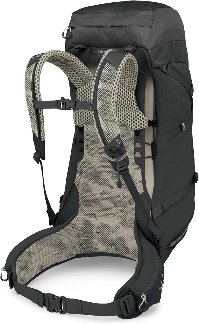 Osprey Stratos 44L Men's Hiking Backpack - Lightweight Backpacking Pack with Waterproof Raincover - Camping Bag, Raven Black