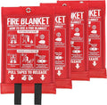 Emergency Fire Blanket 4 Pack 40"x40", Essential Fire Safety Blanket for Kitchen Home Garage Car Camping