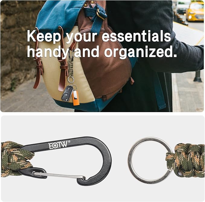 EOTW Paracord Keychain for Men Women Paracord Carabiner Backpack Keychain with Aluminum Clip for Camping Hiking Outdoor Gear