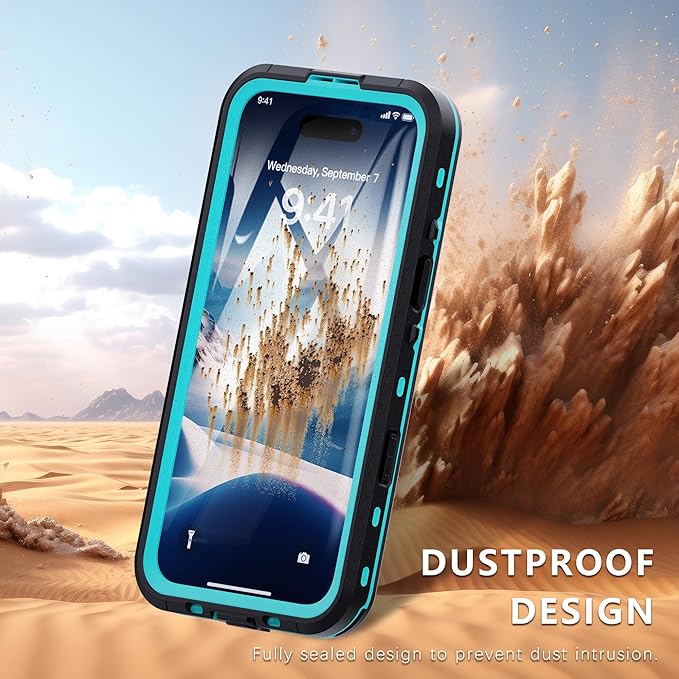 Compatible for iPhone 16 Plus Case Waterproof 【Compatible with Magsafe 】【IP68 Underwater】 Clear Magnetic Built-in Screen Protection Lanyard Diving Swim Dustproof Shockproof Blue