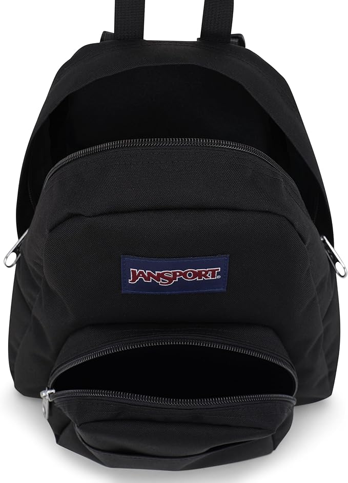 JanSport Half Pint Mini Backpack, 10.2 L - Durable Mini Bag Purse with Adjustable Shoulder Straps, Single Main Compartment, Zippered Stash Pocket, Black