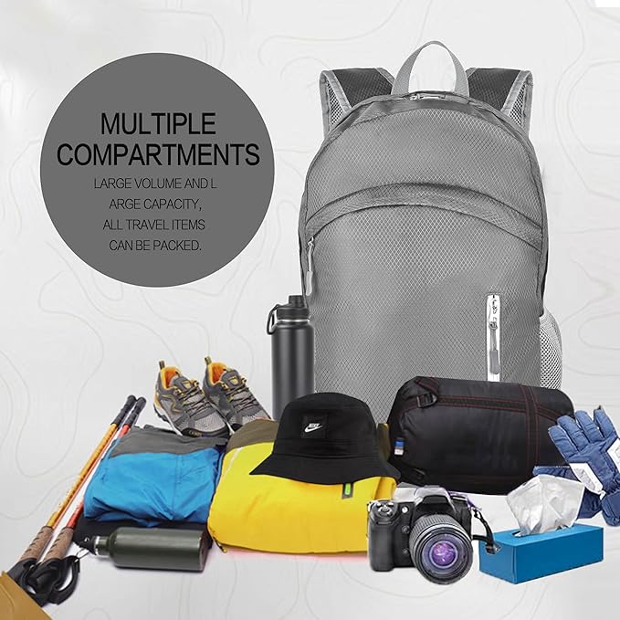 Waterproof Foldable Backpack Dry Storage Lightweight Daypack 35L Outdoor Backpack for Beach Men Women Grey