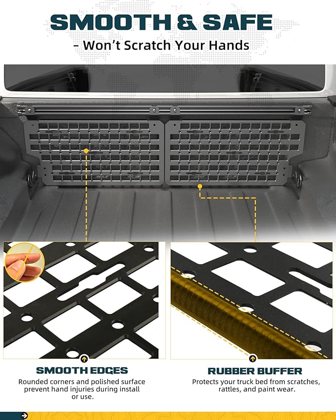 Trumgeta Front Bed MOLLE Panel Fit for 5 Feet Jeep Gladiator 2019-2026 Truck Storage Organizer System