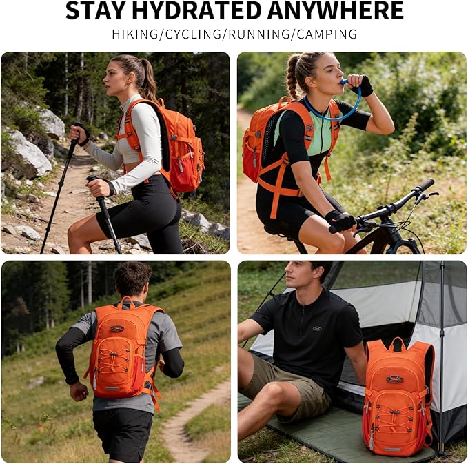 KABAQOO Hydration Backpack, 18L Multipurpose Hiking Backpack with 3L Water Bladder, Water Backpack Insulated Hydration Pack Ideal for Hiking and Cycling