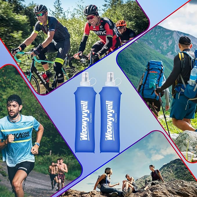 Running Vest Soft Flask, 2PCS BPA-Free 500ml Collapsible Water Bottle for Hydration Backpack, Collapsible Water Bottles for Marathon Hiking Cycling Climbing