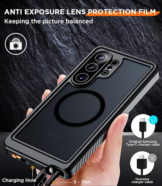 Temdan Designed for Samsung Galaxy S26 Ultra Case Waterproof, Built-in Lens & Screen Protector Military Grade Shockproof Dropproof IP68 Underwater Full Body Phone Case for Galaxy S26 Ultra 6.9"-Black
