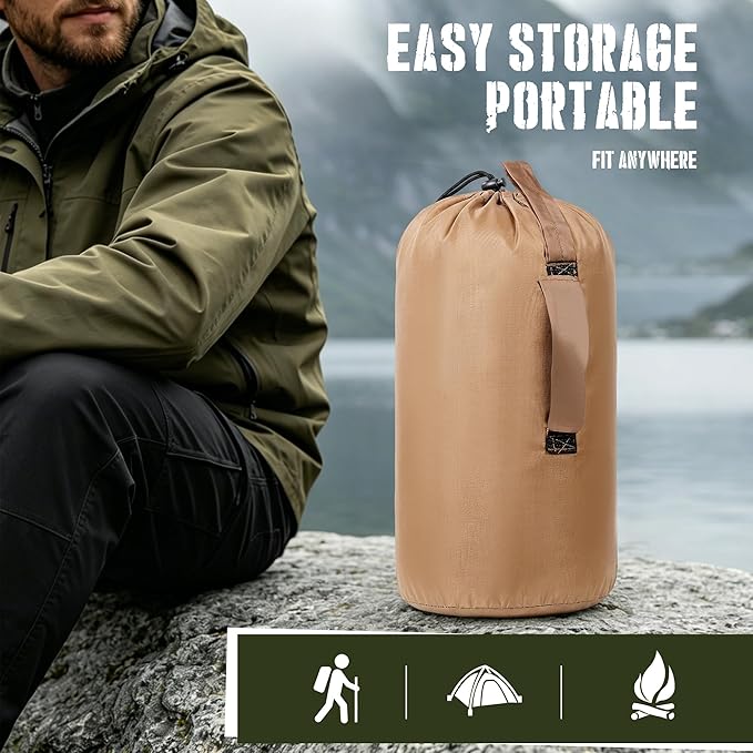 Lenotos Woobie Blanket, Thermal Insulated Military Poncho Liner, Water-Resistant, Portable, Insulation, for Hiking, Survival with Compression Carry Bag (Od - Coyote)