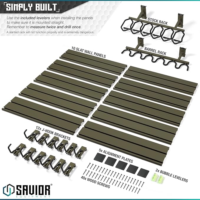 Savior Equipment Wall Rack System Heavy-Duty Steel Tactical Rifle Carbine Shotgun Handgun Storage Wall Mount, Modular Firearms Gun Wall Gear Accessories Organizer, Holds up to 6 Rifles & 6 Pistols
