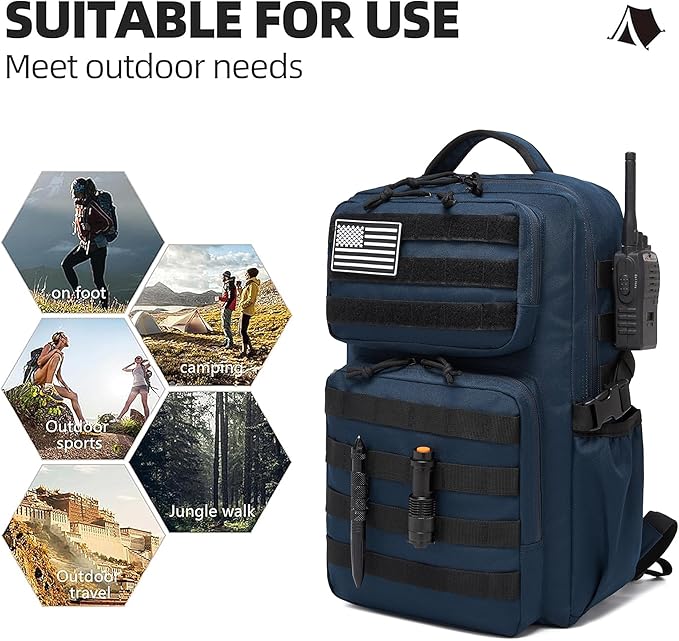 Wotony Military Tactical Backpack for Men Waterproof Daypack 3 Day Assault Pack Molle Bag with Water Bottle Holder