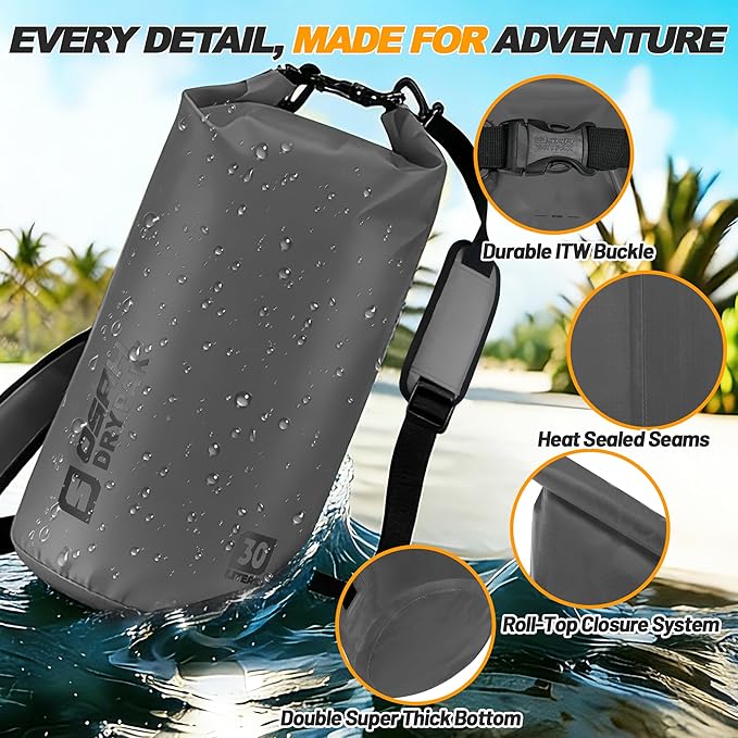 Waterproof Dry Bag, 5L/10L/20L/30L/40L Roll Top Lightweight Storage Backpack with Phone Case for Women & Men, Floating Waterproof Sack for Travel, Swimming, Kayaking, Paddle Board, Camping & Beach