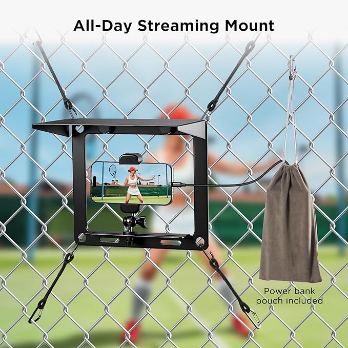 InnoGear Fence Mount for Phone, Flexible Cell Phone Fence Mount with Shade Live Sports Streaming Kit with Swivel Head for Mevo Start, Phones, GoPro and Other Action Cameras, Baseball Games Tennis