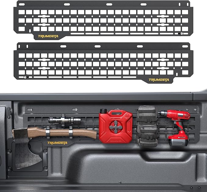 Trumgeta Aluminum Side Bed MOLLE Panel Fit for 2022–2026 Ford Maverick, No-Drill Installation, Heavy-Duty Truck Bed Organizer Rack System for Tools Gear Accessories