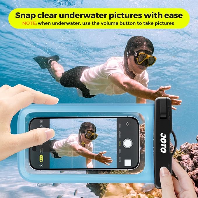 JOTO Universal Waterproof Pouch Case for iPhone 16 15 14 13 Plus Pro Max, IPX8 Cellphone Dry Bag 12 11 Pro Max XR X 8 7 6S Plus SE, Galaxy S23 S22 S21 S20+ S20 S10 Plus Note, Pixel up to 7" -Blue