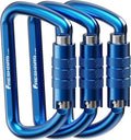 FresKaro 3inch 12kN-2698lbs Auto Locking Carabiner Clips, Solid D Shape, Heavy Duty 7075 Aluminum, Lightweight 1.09oz, Rust Proof, for Hammock, Hiking, Dog Leash, Keychain etc., Multi-Colors