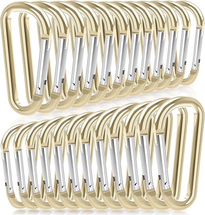 24pc Aluminum Carabiner Clip D Ring, Keychain Spring Hook,Small Carabiners Set for Outdoor Camping Fishing Hiking Car