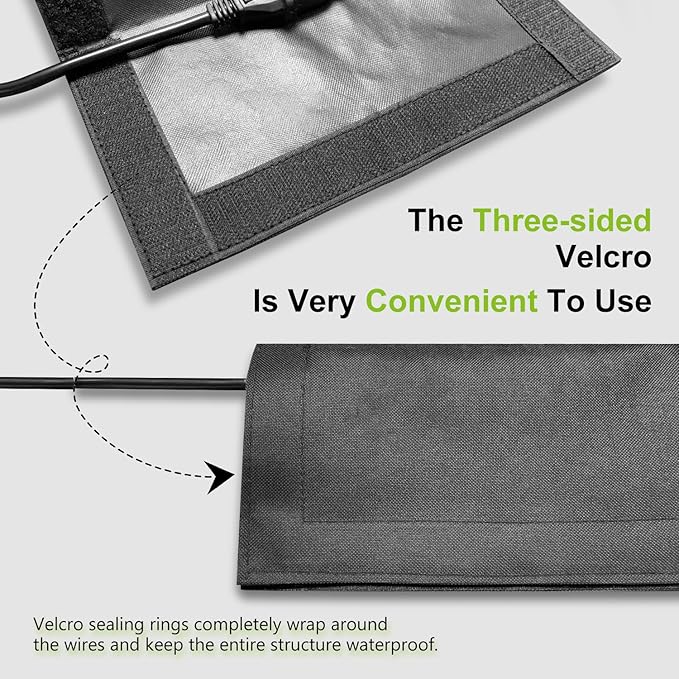 (Not Plastic) 3Pack Outdoor Extension Cord Safety Cover,11.2x6 Inch,600D Canvas Oxford Cloth Waterproof Electrical Outlet Cover, with Velcro Closed,Weatherproof Plug Cable Connectors Protector