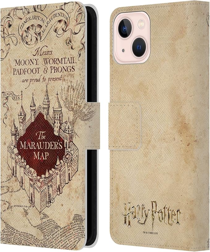 Head Case Designs Officially Licensed Harry Potter The Marauder's Map Prisoner of Azkaban II Leather Wallet Case Compatible with Apple iPhone 13