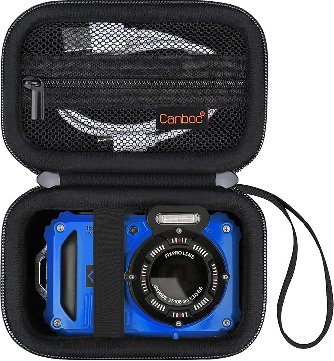 Canboc Carrying Case for Kodak PIXPRO WPZ2 Rugged Waterproof Digital Camera, Mesh Pocket fits USB Cable, Black (Case Only)