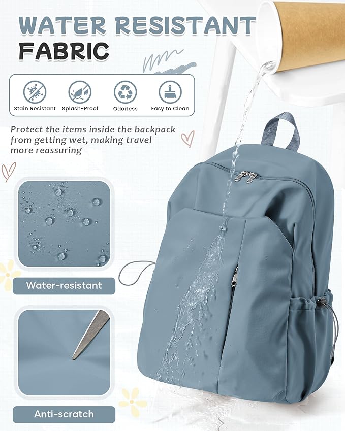 SEAFEW Small Blue Backpack for School Women Girls, Waterproof Bookbag Cute High School Backpack for Men Teen Boys, Lightweight Travel College Back Pack Mochilas Escolares para Casual Daypack Rucksack
