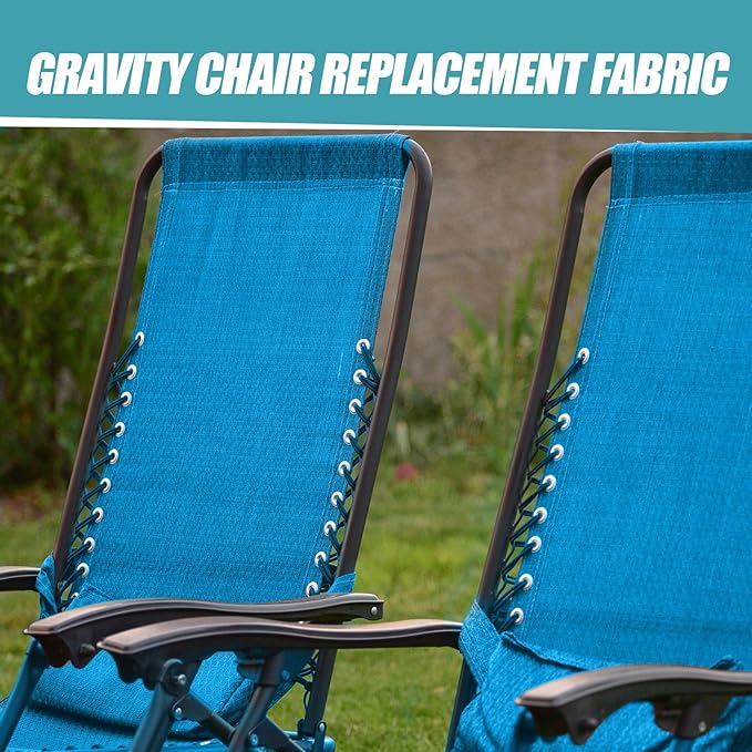 Queekay Chair Replacement Fabric with 4 Bungee Cord Lounge Chair Cloth Mesh Repair Kit for Patio Recliner Outdoor Lawn Pool(63 x 17 Inch,Light Blue)
