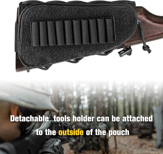PETAC GEAR Tactical Buttstock Rifle Stock Pack/Adjustable Shell Holder Cheek Rest Pouch for Long Action …