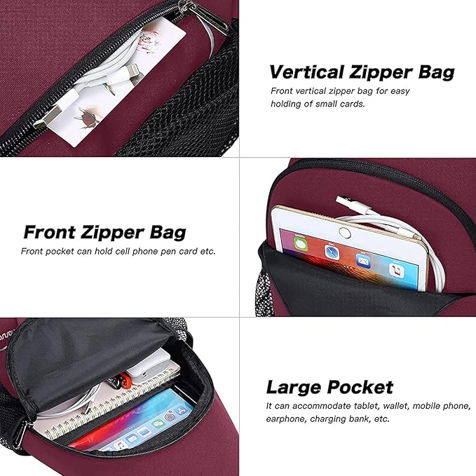 MOSISO Sling Backpack,Multipurpose Travel Hiking Daypack Rope Crossbody Shoulder Bag with Front Buckle Pouch&Reflective Strip