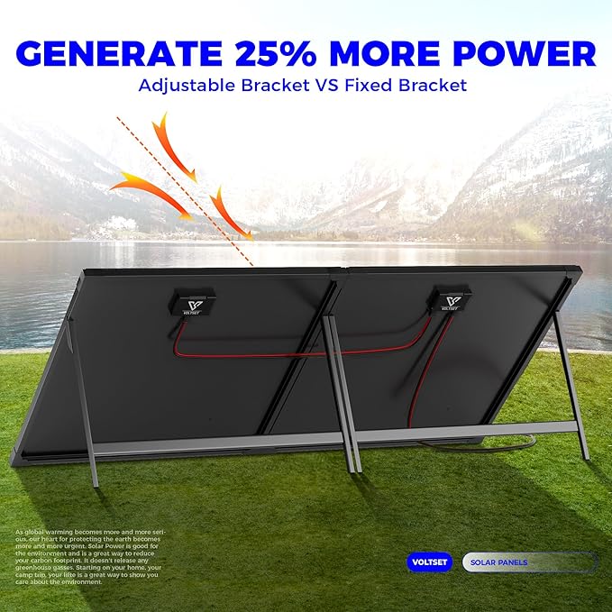 VOLTSET 100 Watt 12 Volt Portable Solar Panel with Waterproof 10A Charger Controller, Foldable 100W Solar Charger Suitcase with H-Bracket for Power Station, Car, Camping, RV, Boat and Outside