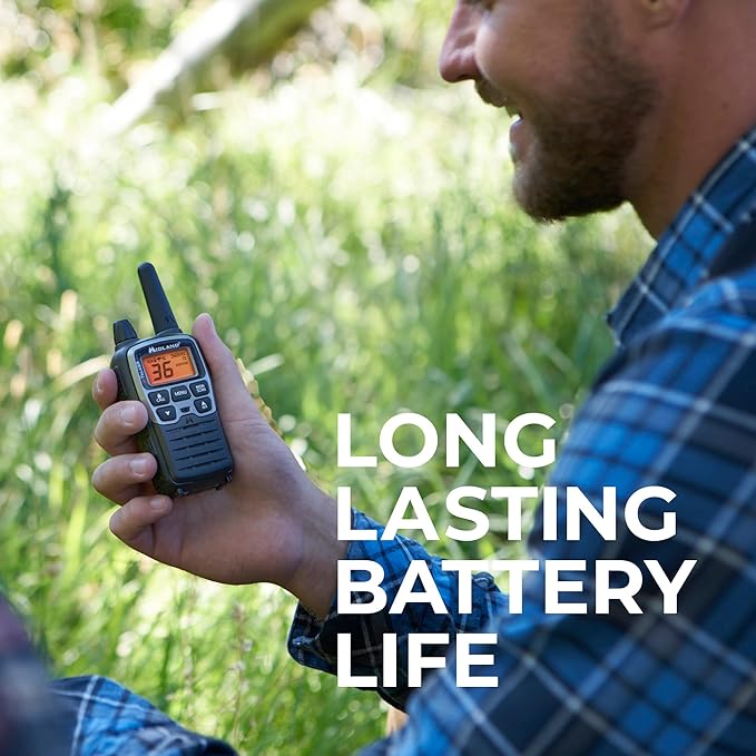 Midland® T71VP3 X-TALKER Long Range Walkie Talkie - FRS Two-Way Radio for Camping Overlanding Rock Crawling - NOAA Weather Scan - 36 Channels and 121 Privacy Codes Black/Silver 2 Pack