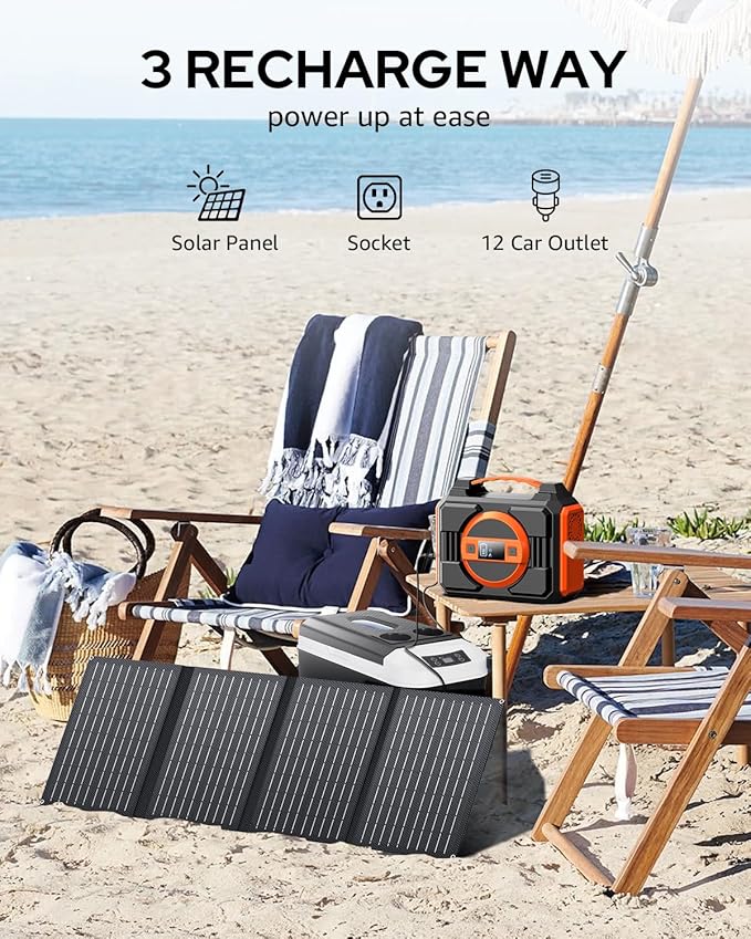 Portable Power Station 300W, Outdoor Solar Generator Backup Battery Pack 220Wh/60000mAh, Portable Laptop Charger with 110V AC Outlet for Home Use, Emergency Outage, Camping Travel, RV Trip
