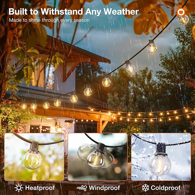 addlon 100FT Outdoor String Lights G40 with Remote Control, Dimmable Patio Globe LED Lights Waterproof Shatterproof, Hanging Outside Lighting for Backyard, Garden, Deck, Balcony, Porch, Café, Bristo