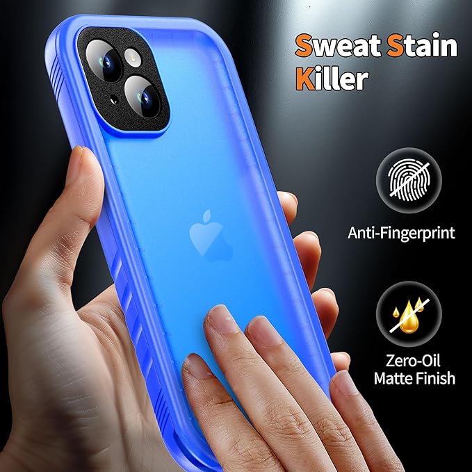 Cozycase for iPhone 15 Waterproof Shockproof Dustproof Case - Heavy Duty/360 Full Body/Military Grade/Protective/Rugged 【8FT Drop Proof】 Built in Screen/Camera Protector with Lanyard Blue