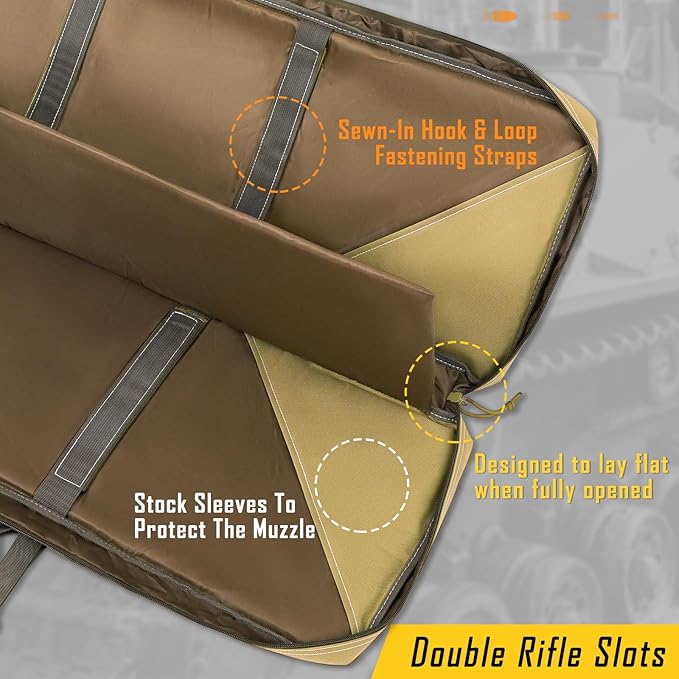 DULCE DOM 32/36/42/48/52 inch Double Rifle Case Soft Gun Bag for Rifles Pistols Storage & Transportation, All Around Shooting Range Tactical Backpack for Hunters Shooters, Gift for Boyfriend, Husband