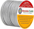 Mandala Crafts Round Genuine Silver Leather Cord for Jewelry Making – 2mm Cowhide Leather Rope String Lace for Kumihimo – 20 Yards Cowhide Craft Cording Spool