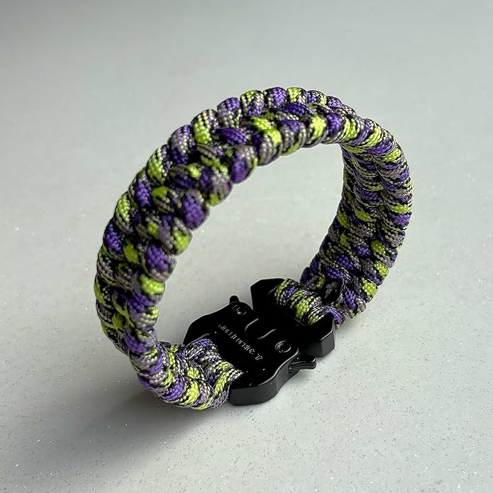 Parachute Cord Bracelets Trilobite Weaved Paracord Bracelet with Side Release Buckle 8.7 inch Black Bracelet for Men Women 1 Set