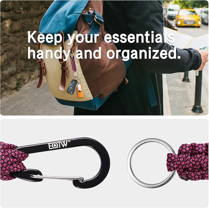 EOTW Paracord Keychain for Men Women Paracord Carabiner Backpack Keychain with Aluminum Clip for Camping Hiking Outdoor Gear