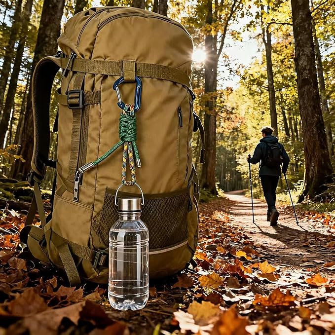 2-Pack Paracord Lanyard with Aluminum Carabiner Clip -Heavy-Duty Survival Keychain for Outdoor Camping Hiking, Emergency Rope