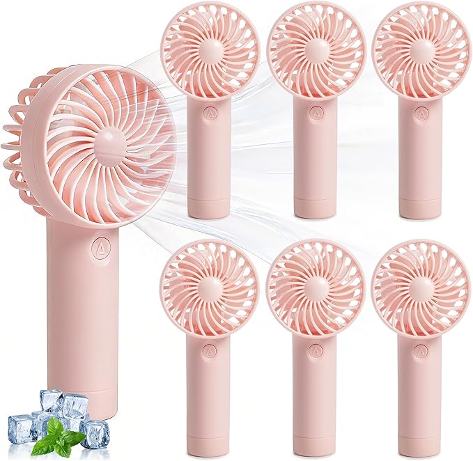 6 Pcs Mini Handheld Fan Bulk, 3 Speed Portable Personal USB Rechargeable Fan, Battery Operated Small Pocket Eyelash Fans for Women Men Makeup Travel Indoor Outdoor Summer