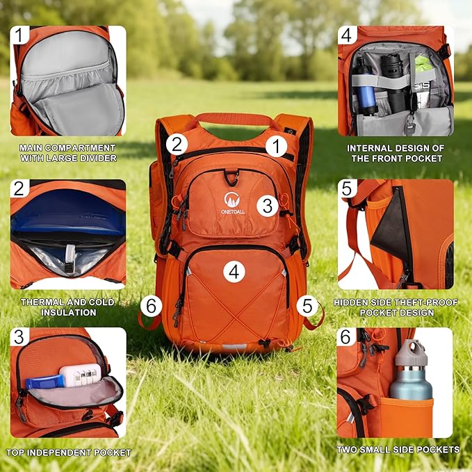 Hydration Backpack 22L, Hiking Backpack with 2L Leakproof Bladder, Sewn-in Rain Cover, Insulated Compartment for Men & Women Running, Cycling, Camping