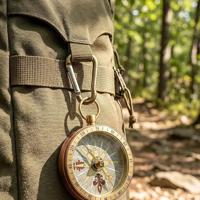 Pocket Compass, Antique Compass Pocket Watches, Copper Flip Cover Pockets Watch Compasses, Portable Camping Watch Flip Compasses for Camping Hiking Boating Backpacking