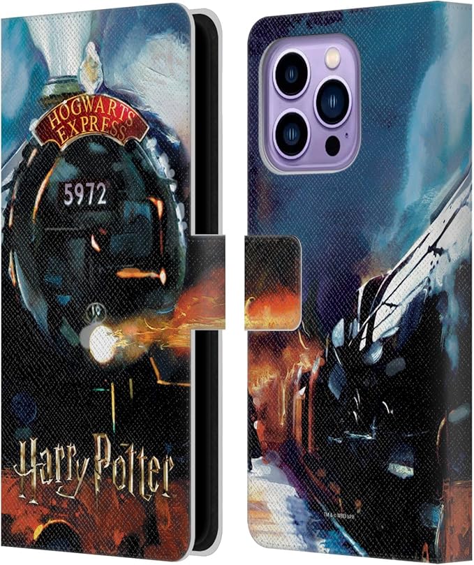 Head Case Designs Officially Licensed Harry Potter Hogwarts Express Prisoner of Azkaban II Leather Wallet Case Compatible with Apple iPhone 14 Pro Max