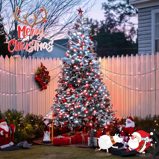 JMEXSUSS 2 Pack Solar String Lights Outdoor Waterproof, Total 66 FT 200 LED Solar Christmas Lights Outdoor, Twinkle Light for Christmas Tree Outside Garden Yard Xmas Decor, Red and White