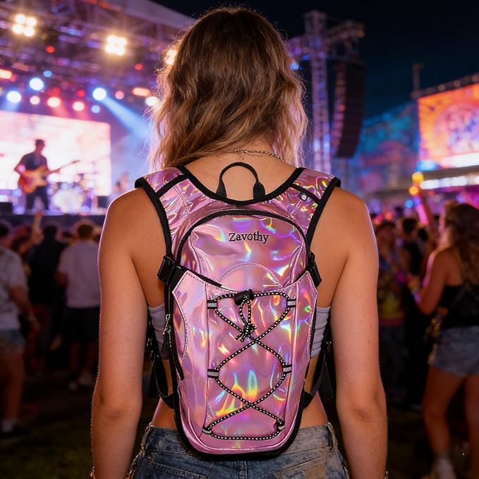 Reflective Hydration Backpack, Hydration Pack - Water Backpack with 2L Hydration Bladder, Essential for Festivals - Rave Hydration Pack for Hiking, Running, Cycling, and Festivals