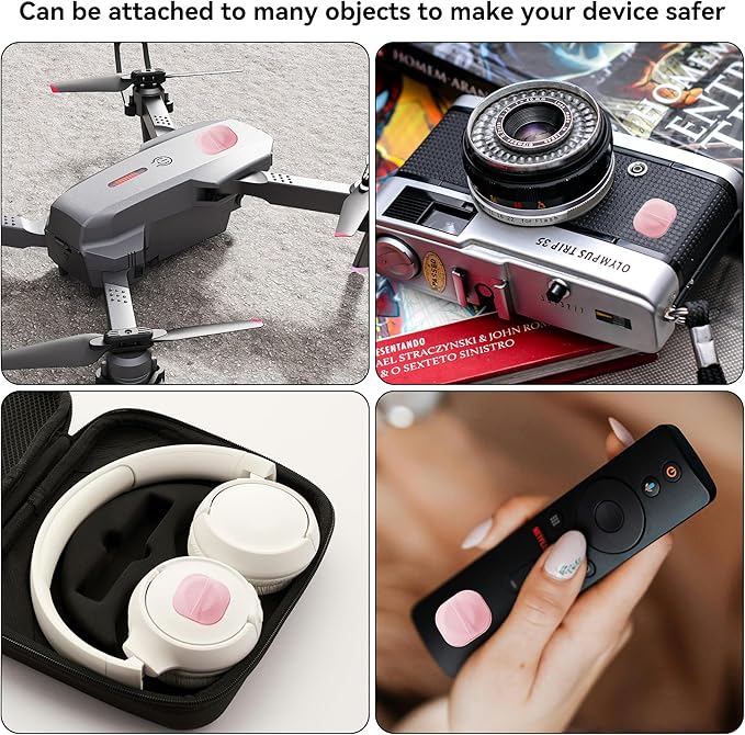 2 Pack for Airtag & Moto Tag Adhesive Mount, for Apple AirTags 1st & 2nd Generation Fabric GPS Holder Case with 3M Adhesive Sticker Stick on Wallet/TV Remote/Car/Luggage Bags/Drones, Lightweight, Pink