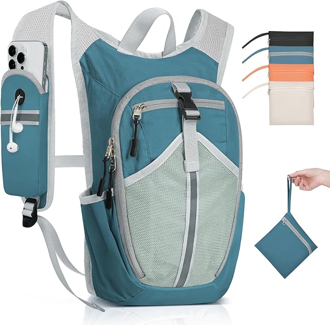 Small Hiking Backpack 10L-Lightweight Packable Foldable Backpack for Travel Camping Outdoor Commute,Compact Rucksack for Women Men(Blue)